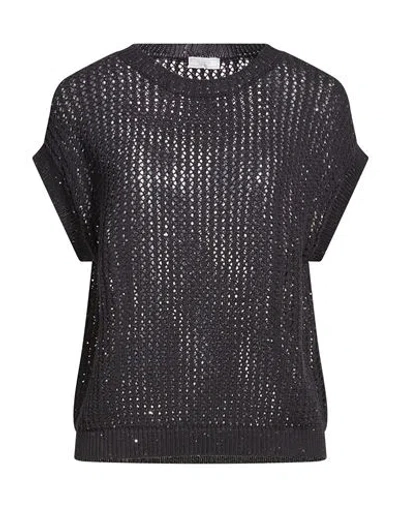 Peserico Woman Sweater Navy Size 12 Cotton, Polyester In Black