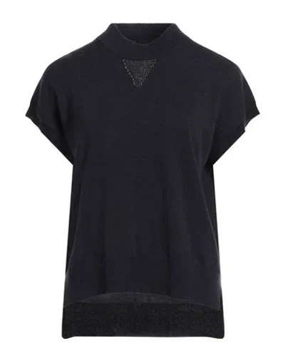 Peserico Woman Sweater Navy Size 2 Virgin Wool, Silk, Cashmere, Metallic Fiber