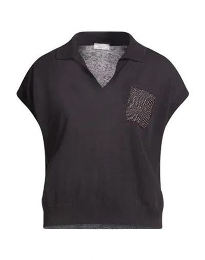 Peserico Woman Sweater Navy Size 6 Linen, Cotton In Blue