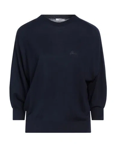 Peserico Woman Sweater Navy Size 8 Merino Wool In Navy