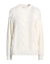 Peserico Cable Knit Mock Neck Sweater In Off White