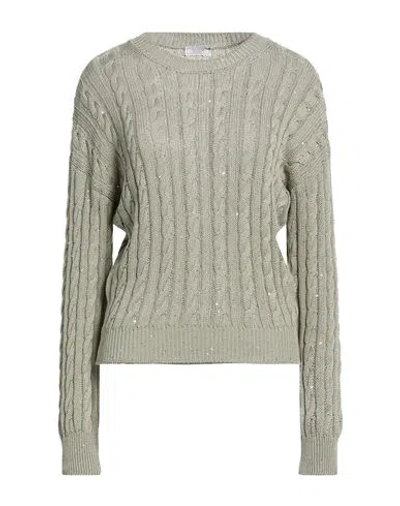 Peserico Woman Sweater Sage Green Size 6 Cotton, Polyester In Gray