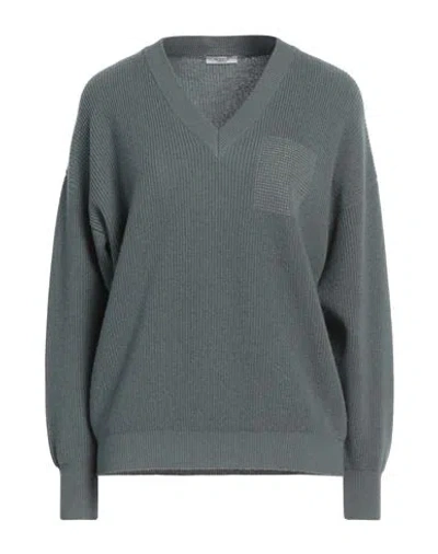 Peserico Woman Sweater Sage Green Size 6 Virgin Wool, Silk, Cashmere, Metallic Fiber