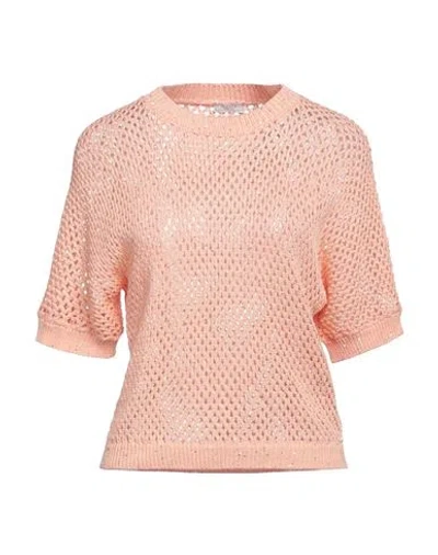 Peserico Sequin-embellished Knitted Top In Salmon Pink