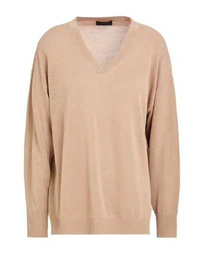 Peserico Woman Sweater Sand Size 10 Linen, Cotton In Beige