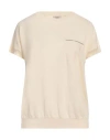 Peserico Woman Sweater Sand Size 14 Cotton In Beige