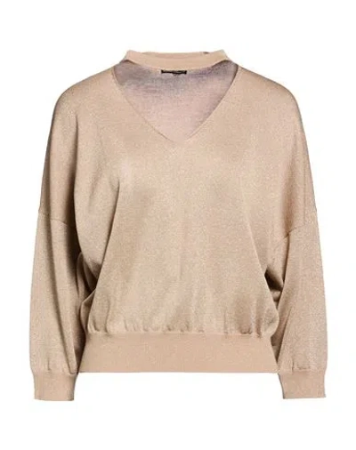 Peserico Woman Sweater Sand Size 14 Cotton, Viscose, Metallic Fiber, Polyester In Neutral