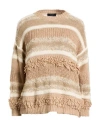 Peserico Woman Sweater Sand Size 4 Cotton, Polyester, Viscose, Metallic Fiber, Polyamide In Neutral