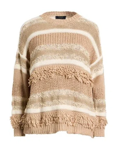 Peserico Woman Sweater Sand Size 4 Cotton, Polyester, Viscose, Metallic Fiber, Polyamide In Neutral