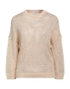 Peserico Woman Sweater Sand Size 6 Cotton In Beige