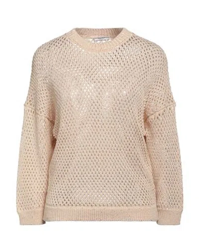 Peserico Woman Sweater Sand Size 6 Cotton In Beige