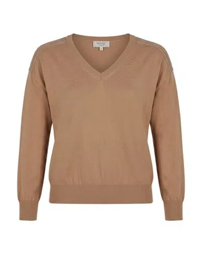 Peserico Woman Sweater Sand Size 6 Cotton In Brown