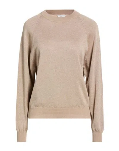 Peserico Woman Sweater Sand Size 6 Cotton, Viscose, Metallic Fiber, Polyester In Neutral