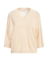 Peserico Woman Sweater Sand Size 6 Linen, Cotton, Metallic Fiber In Beige