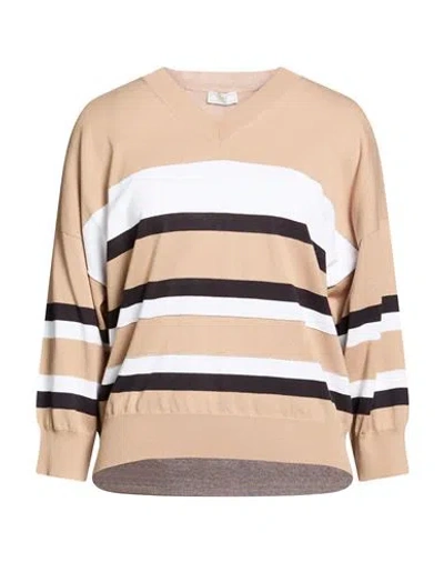 Peserico Woman Sweater Sand Size 8 Cotton In Brown