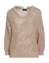 Peserico Woman Sweater Sand Size 8 Cotton, Polyester In Brown