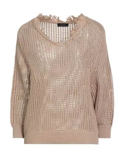 Peserico Woman Sweater Sand Size 8 Cotton, Polyester In Brown