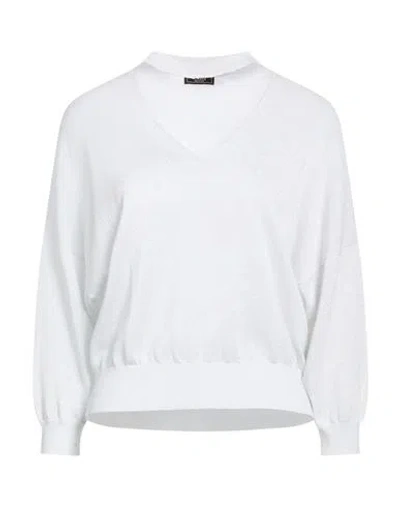 Peserico Woman Sweater Silver Size 12 Cotton, Viscose, Metallic Fiber, Polyester In White