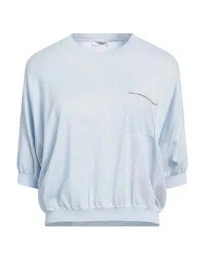 Peserico Woman Sweater Sky Blue Size 12 Cotton