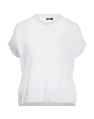 Peserico Woman Sweater Sky Blue Size 8 Cotton, Polyester In White