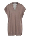 Peserico Woman Sweater Taupe Size 6 Linen, Cotton