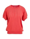 Peserico Woman Sweater Tomato Red Size 6 Cotton