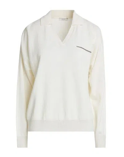 Peserico Woman Sweater White Size 0 Cashmere, Viscose, Metal Fiber