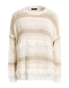 Peserico Woman Sweater White Size 12 Cotton, Polyester, Viscose, Metallic Fiber, Polyamide In Multi