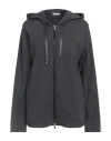 Peserico Woman Sweatshirt Charcoal Size 14 Cotton, Nylon, Silk, Elastane In Gray
