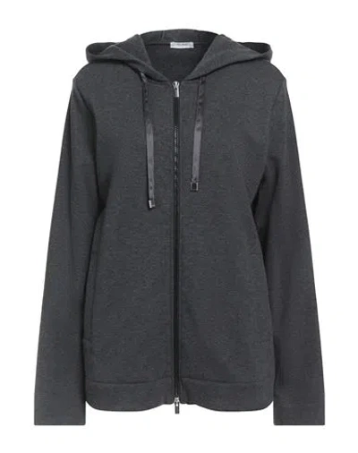 Peserico Woman Sweatshirt Charcoal Size 14 Cotton, Nylon, Silk, Elastane In Gray