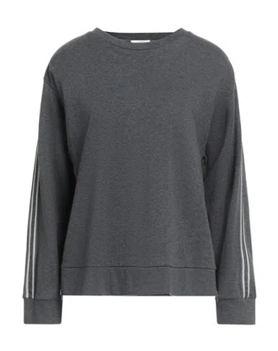 Peserico Woman Sweatshirt Charcoal Size 8 Cotton, Nylon, Silk, Elastane In Gray