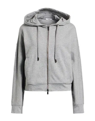 Peserico Woman Sweatshirt Grey Size 12 Cotton, Elastane, Silk In Gray