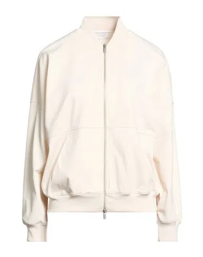 Peserico Woman Sweatshirt Cream Size 6 Cotton, Elastane In White