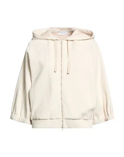 Peserico Woman Sweatshirt Off White Size 12 Cotton, Polyamide, Polyester In Gray