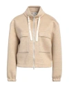 Peserico Woman Sweatshirt Sand Size 6 Linen, Modal, Silk, Elastane In Beige