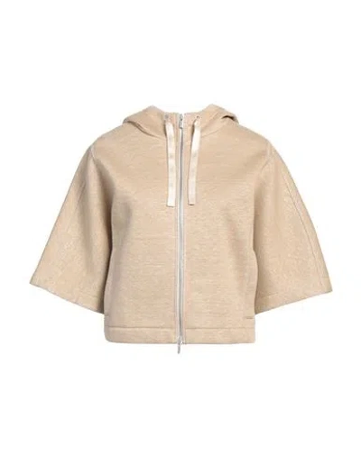 Peserico Woman Sweatshirt Sand Size 6 Linen, Modal, Silk, Elastane, Viscose In Brown