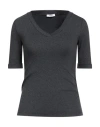 Peserico Woman T-shirt Charcoal Size 12 Cotton, Elastane In Gray