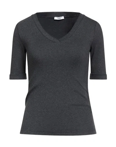 Peserico Woman T-shirt Charcoal Size 12 Cotton, Elastane In Gray
