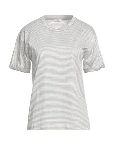 Peserico Woman T-shirt Light Grey Size 14 Cotton, Linen