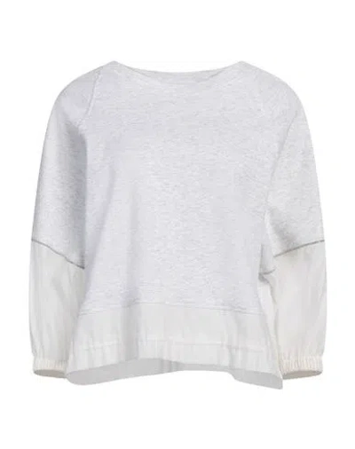 Peserico Woman T-shirt Light Grey Size 6 Cotton, Polyamide, Silk