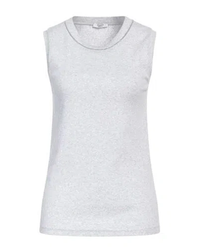 Peserico Woman T-shirt Light Grey Size 8 Cotton, Elastane In Grey