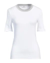 Peserico Woman T-shirt White Size 12 Viscose, Metallic Fiber, Cashmere, Silk, Merino Wool In White