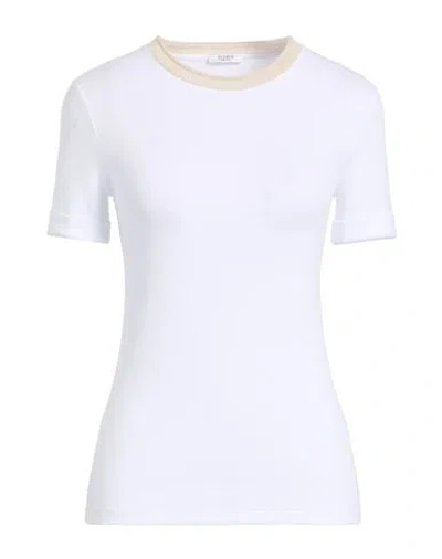 Peserico Woman T-shirt White Size 16 Cotton, Elastane