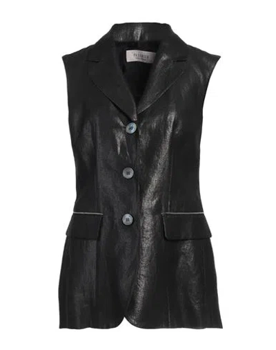 Peserico Woman Tailored Vest Black Size 6 Linen