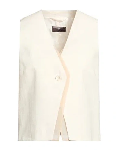 Peserico Woman Tailored Vest Cream Size 6 Linen, Polyester In Neutral