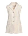 Shop Peserico Woman Blazer Ivory Size 12 Cotton, Viscose, Linen In White