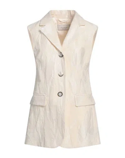 Peserico Woman Blazer Ivory Size 12 Cotton, Viscose, Linen In White