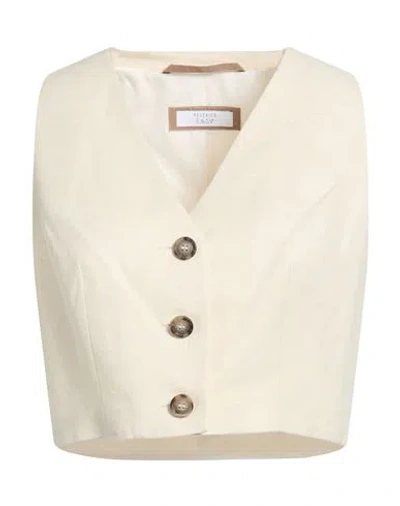 Peserico Woman Tailored Vest Ivory Size 6 Linen, Viscose In Neutral