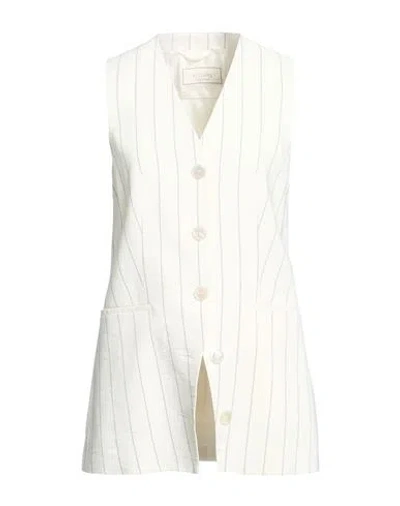 Peserico Woman Tailored Vest Ivory Size 6 Viscose, Linen In White