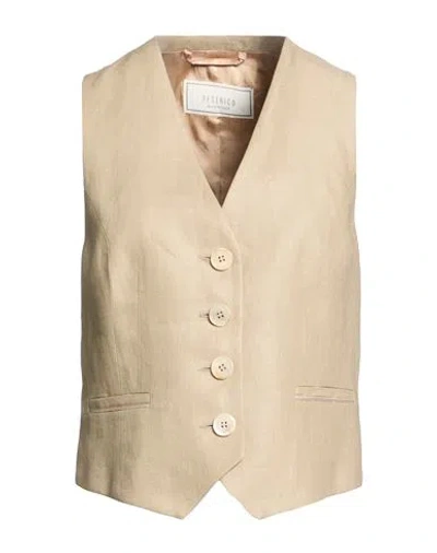 Peserico Woman Tailored Vest Khaki Size 6 Linen In Brown